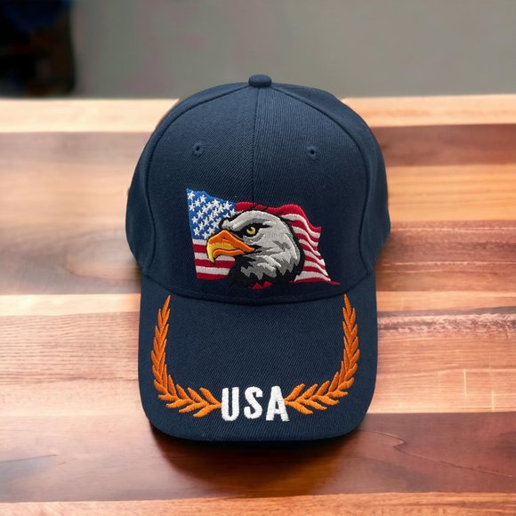 Adjustable Sports Eagle USA Flag Hat- Eagle Snap Back Trucker Baseball Cap - Picture 1 of 5